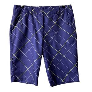 Nike Dri Fit Y2K Bermuda Golf Shorts Women 8 Purple Plaid Geometric Performance